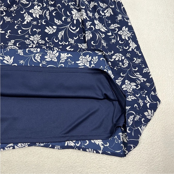 Express Dress Womens Medium Navy Blue Floral Long Sleeve Lace Trim - Picture 14 of 16